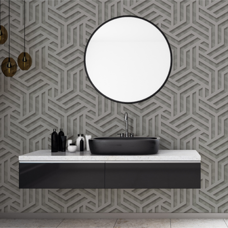 Papier peint Labyrinthe gris foncé et argent - ONYX - Ugepa - M350-09