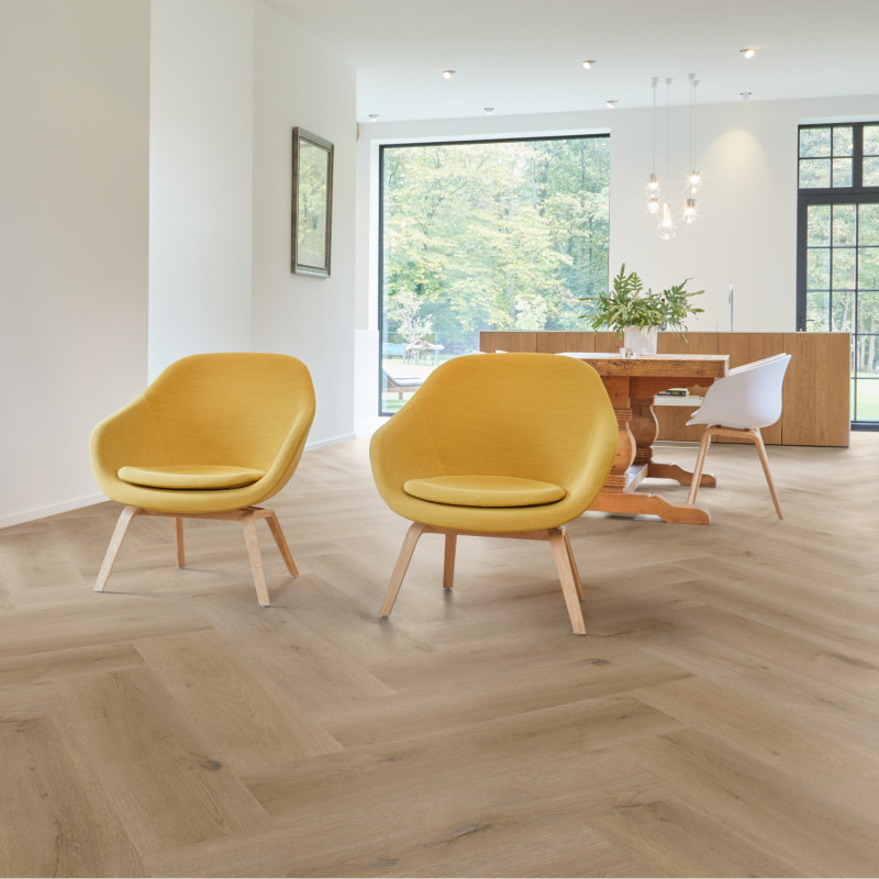 Lame PVC clipsable "Texas Oak H54 - 50LVRH2454" - Essentials Herringbone CORETEC