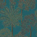 Papier peint City Of Palms Teal bleu canard - HISTORIAN - Grandeco - A49802