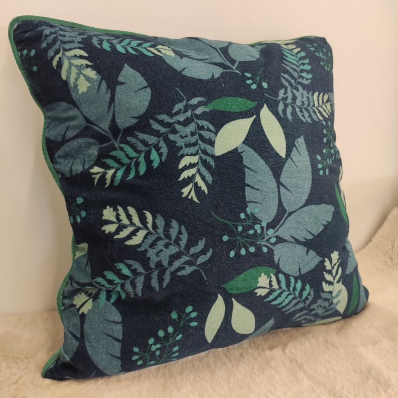 Coussin Nuit Bleue floral vert et marine - 50x50cm - Amadeus