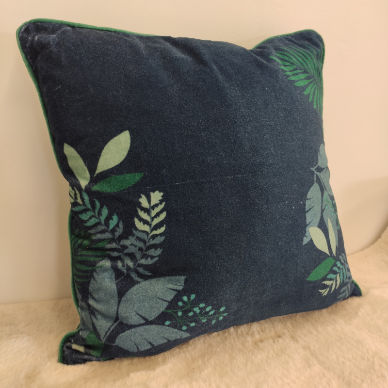 Coussin Nuit Bleue floral vert et marine - 50x50cm - Amadeus