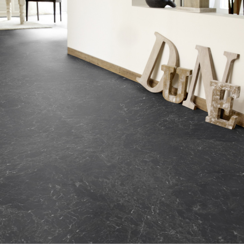 Sol PVC - Nero Marquine Black marbre noir - Iconik Life TARKETT - rouleau 4M