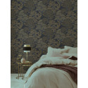Papier peint intissé KYOTO JUNGLE bleu nuit et doré - Rasch 477214