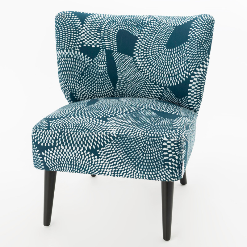 Fauteuil Tanzanie bleu pétrole - 71x65x62cm - Amadeus - 152654 