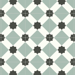 Sol PVC - Estrella T24 Carreaux de ciment vert sauge - Atento IVC - rouleau 2M