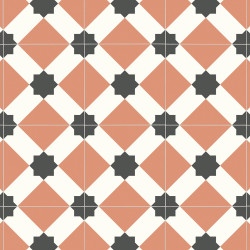 Sol PVC - Estrella T15 Carreaux de ciment corail - Atento IVC - rouleau 2M