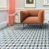 Sol PVC - Estrella T76 Carreaux de ciment bleu pastel - Atento IVC - rouleau 2M