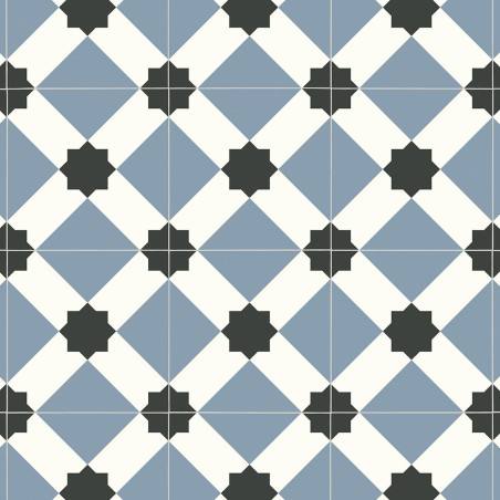 Sol PVC - Estrella T76 Carreaux de ciment bleu pastel - Atento IVC - rouleau 2M