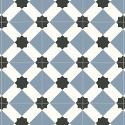 Sol PVC - Estrella T76 Carreaux de ciment bleu pastel - Atento IVC - rouleau 2M