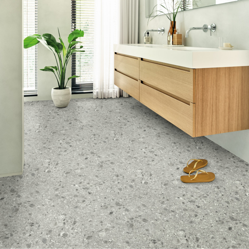 Sol PVC - Cappella 590 terrazzo gris - Ultimate Stone IVC - rouleau 4M