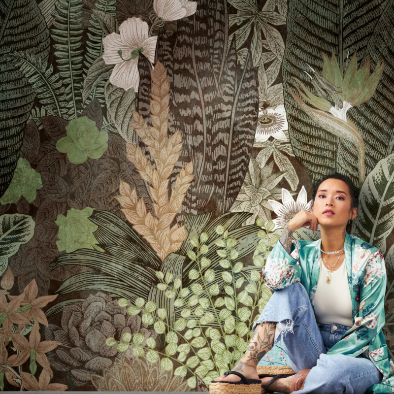 Panoramique Botanic Jungle vert kaki - METROPOLITAN STORIES THE WALL - AS Creation - 382431