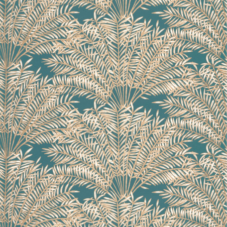 Papier peint intissé Jardin d'Alhambra bleu canard et doré - NOS GRAVURES - Caselio - NGR103026278