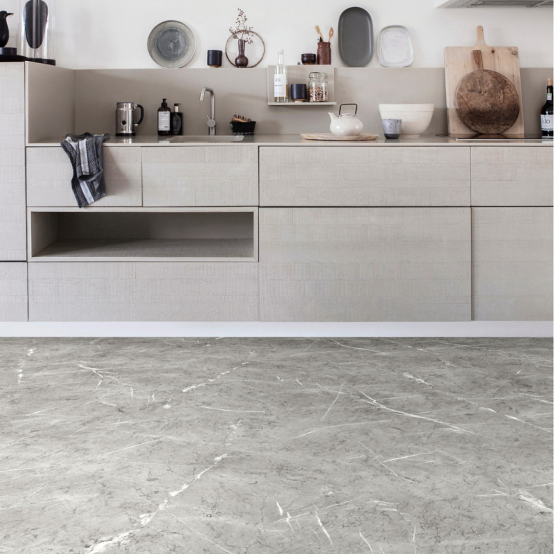 Sol PVC - Céleste T95 marbré gris - Ultimate Stone IVC - rouleau 4M