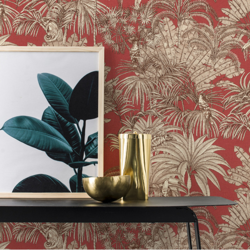 Papier peint intissé GRAVURE rouge terracotta - Zoya Rasch 461428