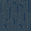 Papier peint Art Déco bleu nuit doré - DIAMANT - UGEPA M42101