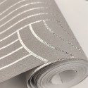 Papier peint Art Déco gris clair argenté - DIAMANT - UGEPA M42107