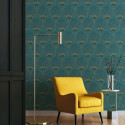 Papier peint Nile Palm bleu paon doré - ASPERIA - Grandeco - A54902