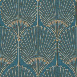 Papier peint Nile Palm bleu paon doré - ASPERIA - Grandeco - A54902