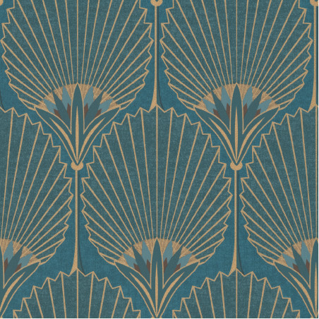 Papier peint Nile Palm bleu paon doré - ASPERIA - Grandeco - A54902