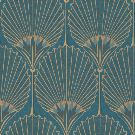 Papier peint Nile Palm bleu paon doré - ASPERIA - Grandeco - A54902
