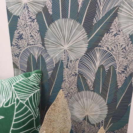 Papier peint Multi Palm vert et doré - ASPERIA - Grandeco - A54701