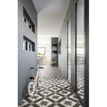 Sol PVC - Cordoba carreaux de ciment noir - Booster GERFLOR - rouleau 4M