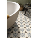 Sol PVC - Scottsdale 196L carreaux de ciment étoile beige - Optima Retro-Tex BEAUFLOR - rouleau 2M