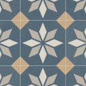 Sol PVC - Scottsdale 196L carreaux de ciment étoile beige - Optima Retro-Tex BEAUFLOR - rouleau 4M
