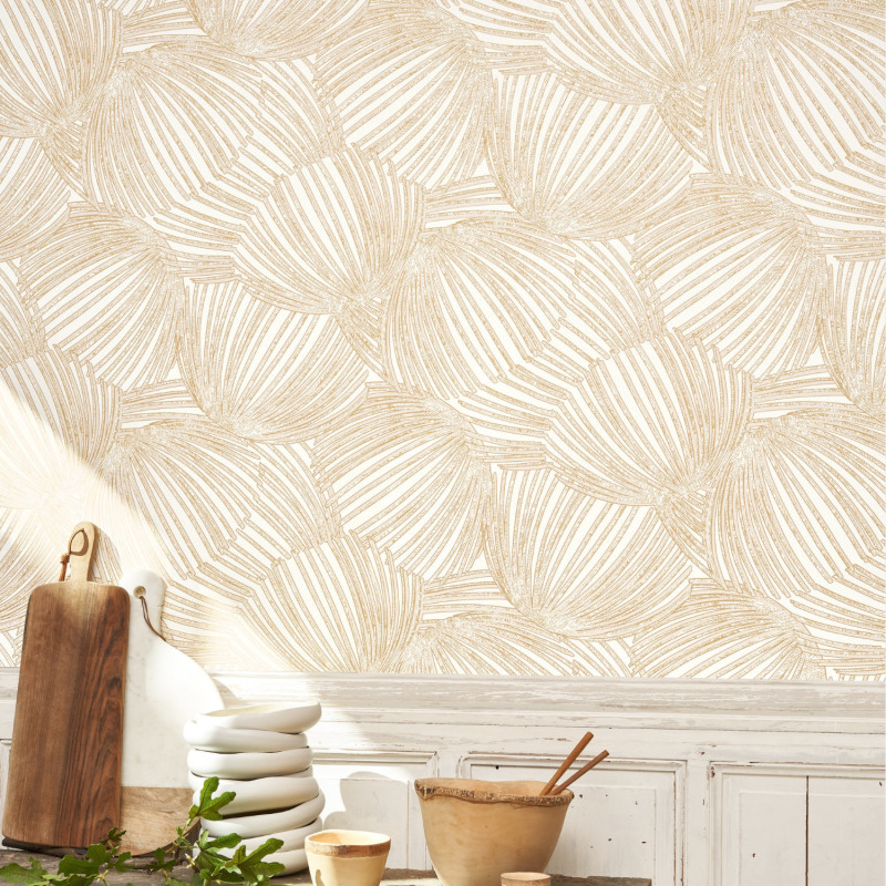 Papier peint intissé Pampelonne sable - MEDITERRANEE - Casadeco - MEDI87421057