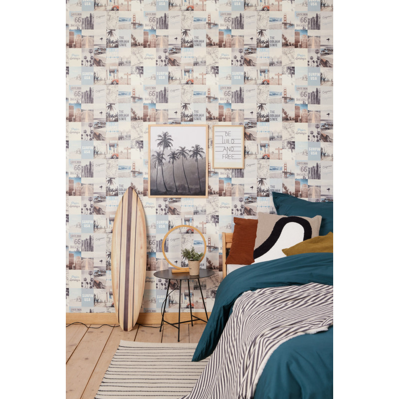 Papier peint intissé Happy Place bleu gris - YOUNG & FREE - Caselio - YNF103346090