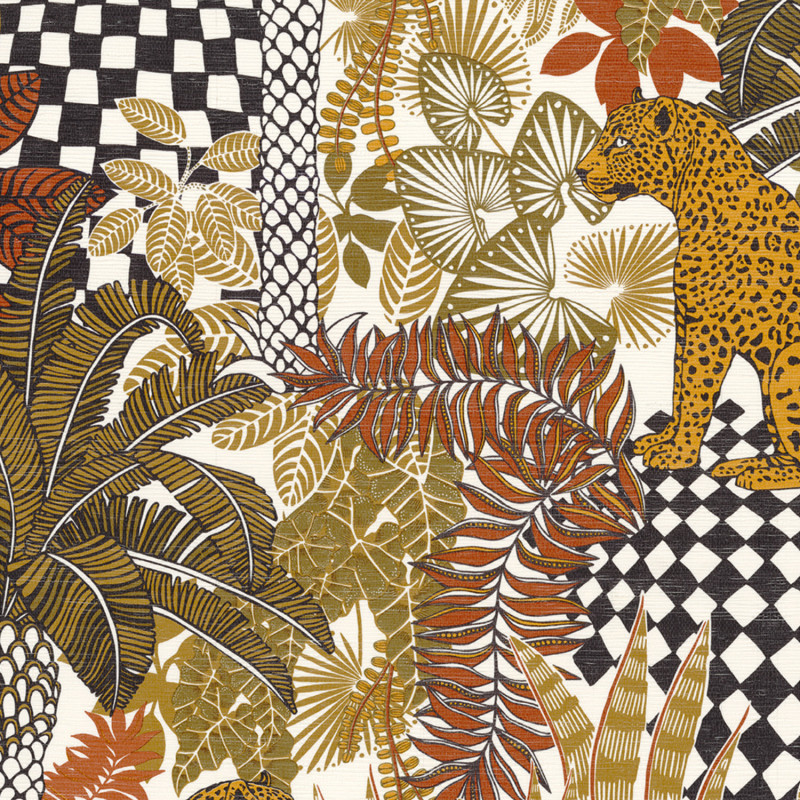 Papier peint Bélize blanc et kaki - AVENTURA - Casamance - 75500100