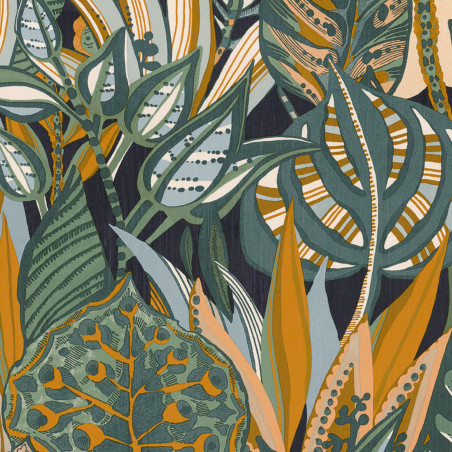 Papier peint Désirade encre et vert émeraude - AVENTURA - Casamance - 75510814