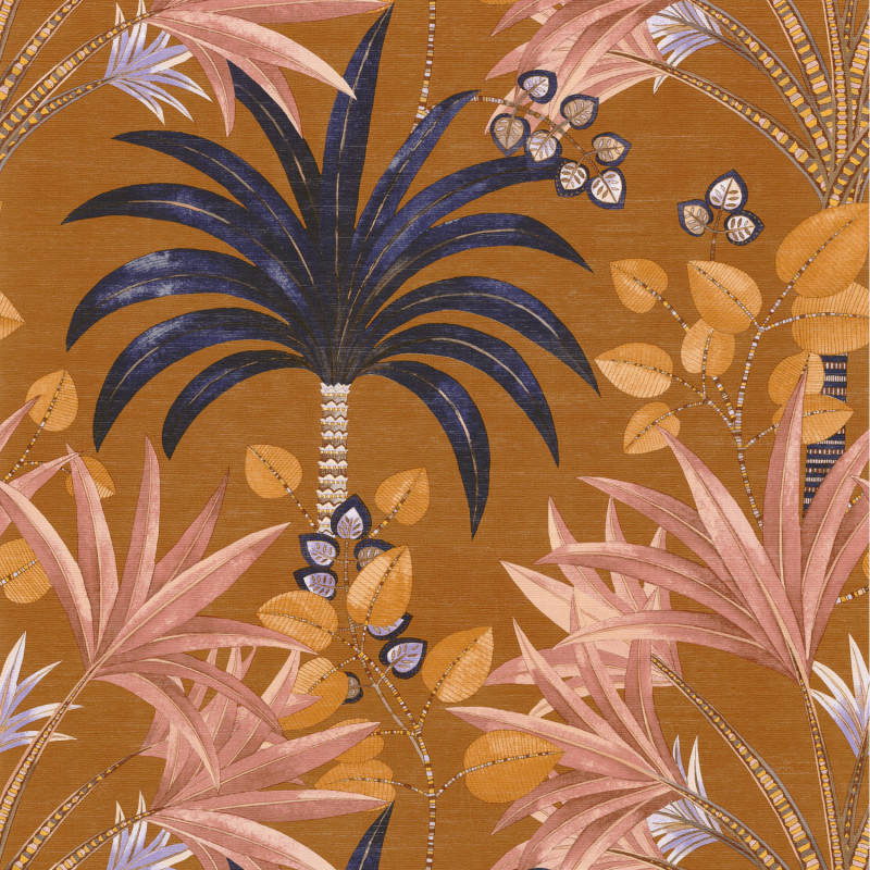 Papier peint Mirissa ambre et rose blush - AVENTURA - Casamance - 75521120