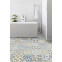 Sol PVC - Provence Azur carreaux de ciment bleu - Booster GERFLOR - rouleau 2M