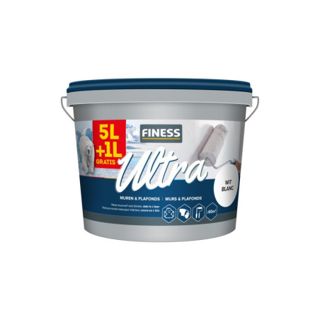 Peinture blanche Ultra 5 + 1L GRATUIT - Mur et plafond - FINESS