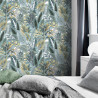 Papier peint intissé tropical PAOLA bleu et jaune - Rasch 833997