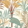 Papier peint vinyle intissé fleurs PAMPA bleu et camel - Rasch 692303