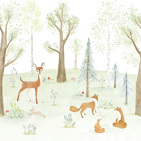 Panoramique intissé The Enchanted Forest Biche 200x280 cm_M - ONCE UPON A TIME - Casadeco - OUAT88237503