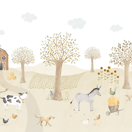 Panoramique intissé The Farm Adventures Naturel 400x250 cm Full_S - ONCE UPON A TIME - Casadeco - OUAT88567710