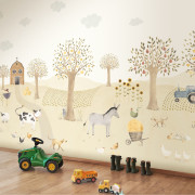 Panoramique intissé The Farm Adventures Naturel 400x280 cm Full_M - ONCE UPON A TIME - Casadeco - OUAT88567711