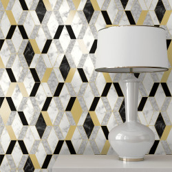 Papier peint Hexagonal marbre et doré - HEXAGONE - Ugepa - L63802
