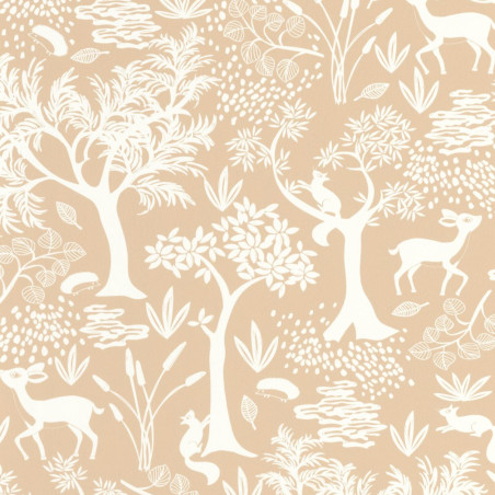 Papier Peint intissé Poetic Forest beige camel - ONCE UPON A TIME - Casadeco - OUAT88262597