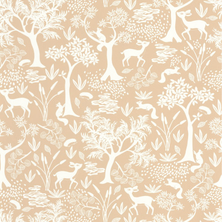 Papier Peint intissé Poetic Forest beige camel - ONCE UPON A TIME - Casadeco - OUAT88262597