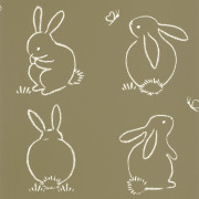 Papier Peint intissé Funny Bunny vert kaki - ONCE UPON A TIME - Casadeco - OUAT88387526