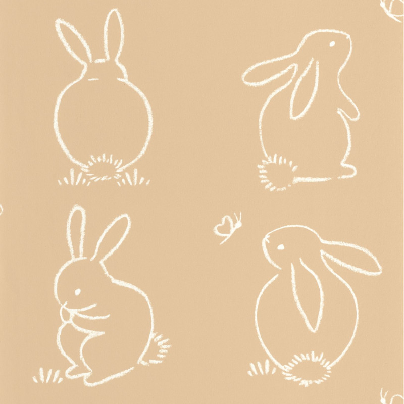 Papier Peint intissé Funny Bunny beige camel- ONCE UPON A TIME - Casadeco - OUAT88381887