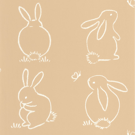 Papier Peint intissé Funny Bunny beige camel- ONCE UPON A TIME - Casadeco - OUAT88381887