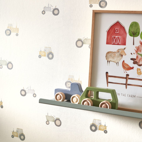 Papier Peint intissé Vintage Tracteur naturel - ONCE UPON A TIME - Casadeco - OUAT88361974