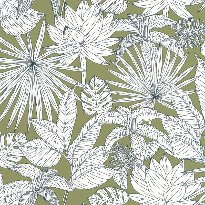 Papier Peint intissé odyssee hawai vert kaki - GREEN & CO - Caselio - GCO101437167