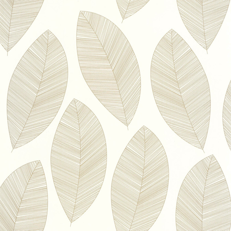 Papier peint Graphic Leaves blanc et or - MOONLIGHT 2 - Caselio - MLGT104310213