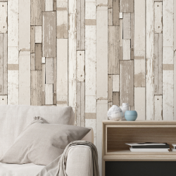 Papier peint vinyle trompe l'oeil lamelle Laas bois - FAUX SEMBLANT - UGEPA - L10417